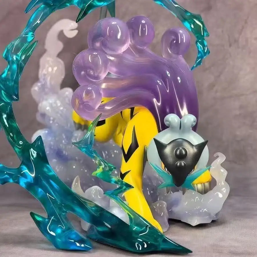 Statue Figurine Pokémon Raikou Énergie - Effet Cristal Translucide (15cm)