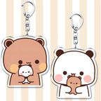 Duo Porte-Clés Bubu Dudu Mini Oursons – Pendentif Acrylique Cœur & Câlin