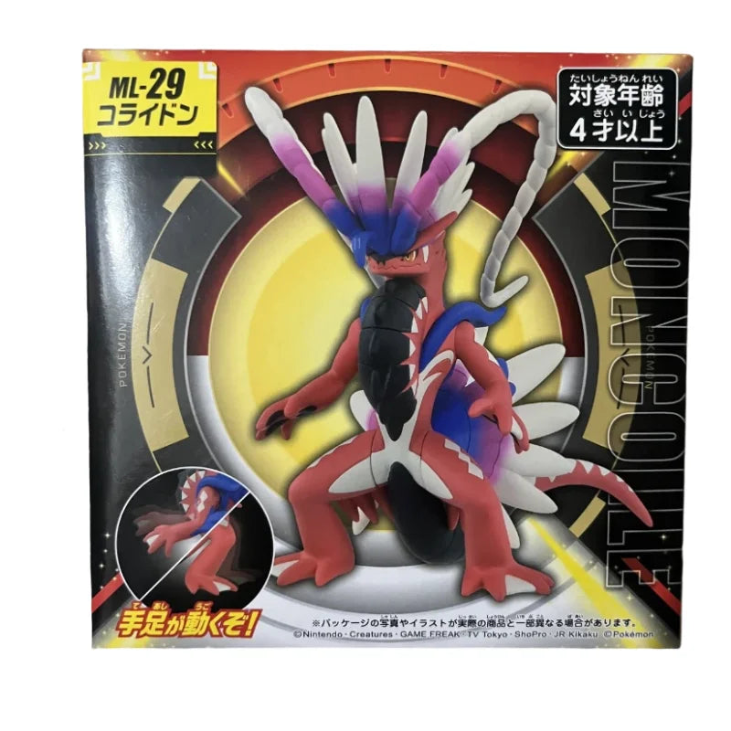Sélection de figurines Pokémon variées incluant des Pokémon emblématiques, des formes de Teracristal et des dresseurs.
