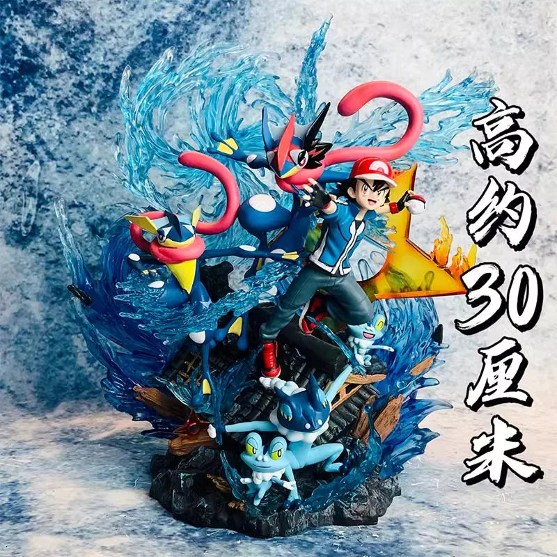 Statue Figurine Pokémon Sacha & Amphinobi - Effet Shuriken d'Eau