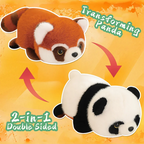 Peluche Reversible Panda & Panda Rouge – Doudou 2-en-1 Double Face