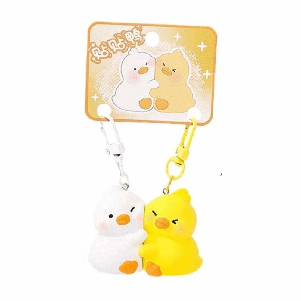 Lot de 2 Porte-Clés Animaux Kawaii – Pendentifs Panda, Canard & Chat en Résine