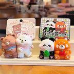 Lot de 2 Porte-Clés Animaux Kawaii – Pendentifs Panda, Canard & Chat en Résine