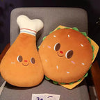 Coussin Peluche Fast-Food Kawaii – Doudou Pain de Mie, Cuisse de Poulet & Burger