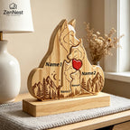 Puzzle Familial Loup en Bois Personnalisable – Statuette Décorative Prénoms Gravés