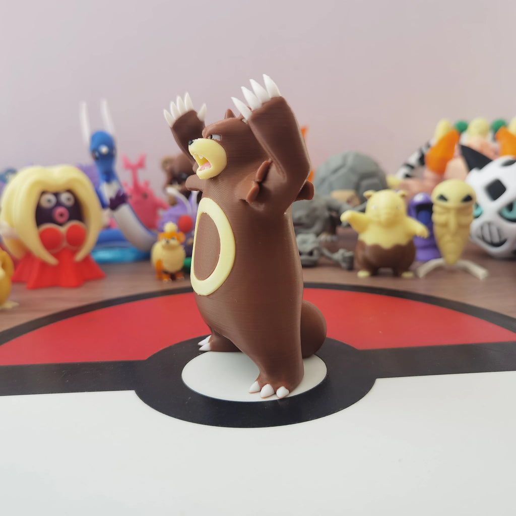 Figurines Pokémon de la ligne évolutive de Teddiursa, Ursaring et Ursaking (Hisui).