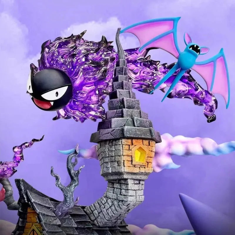 Statue Figurine Pokémon Maison Hantée - Ectoplasma, Mimiqui & Ambiance Halloween (32cm)