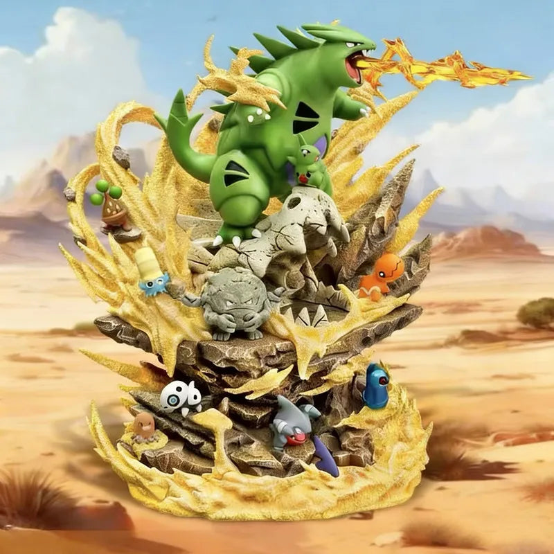 Statue Figurine Pokémon Tyranocif & Type Sol Roche - Tempête de Sable