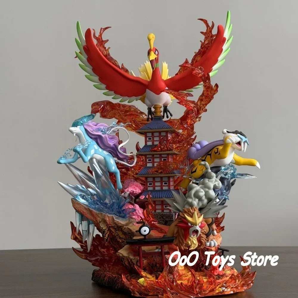 Statue Figurine Pokémon Ho-Oh & Fauves Légendaires - Effet Temple Céleste