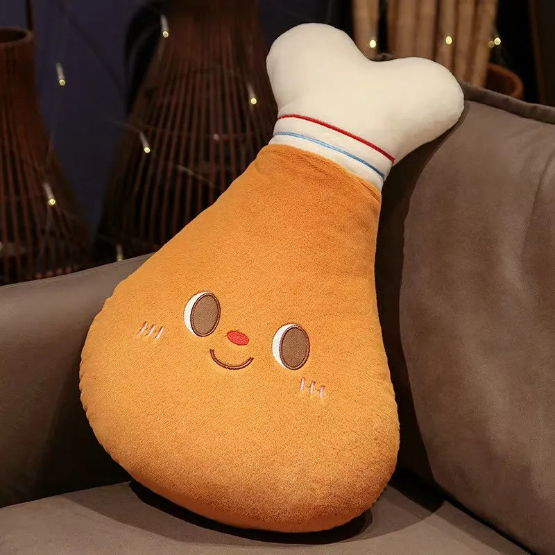 Coussin Peluche Fast-Food Kawaii – Doudou Pain de Mie, Cuisse de Poulet & Burger