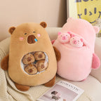 Coussin Peluche Capybara Fenêtre – Sachet Transparent Rempli de Mini Doudous