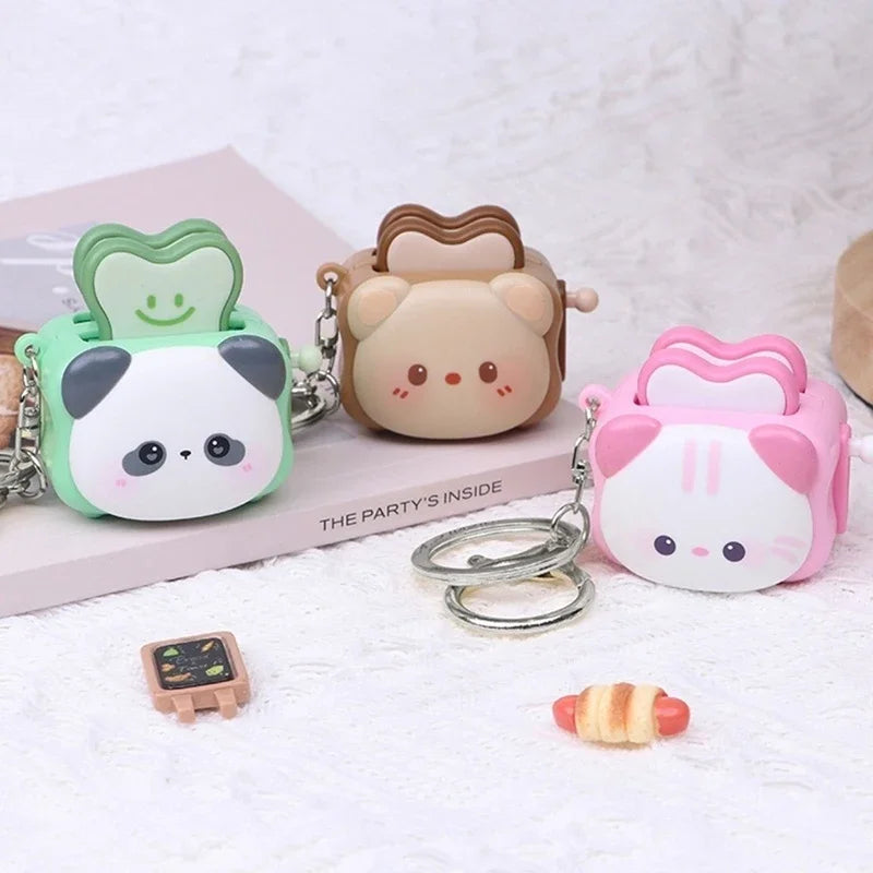 Porte-Clés Grille-Pain Toast Animaux – Pendentif Pop-Up Panda, Lapin & Ours