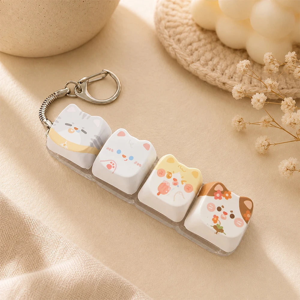 Porte-Clés Touche Clavier Fidget Chat – Jouet Anti-Stress Clic Klicker Kawaii