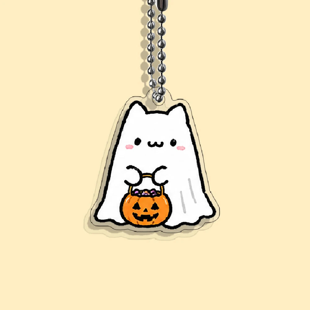 Lot Porte-Clés Chats Halloween – Pendentifs Citrouille, Fantôme & Sorcière Kawaii