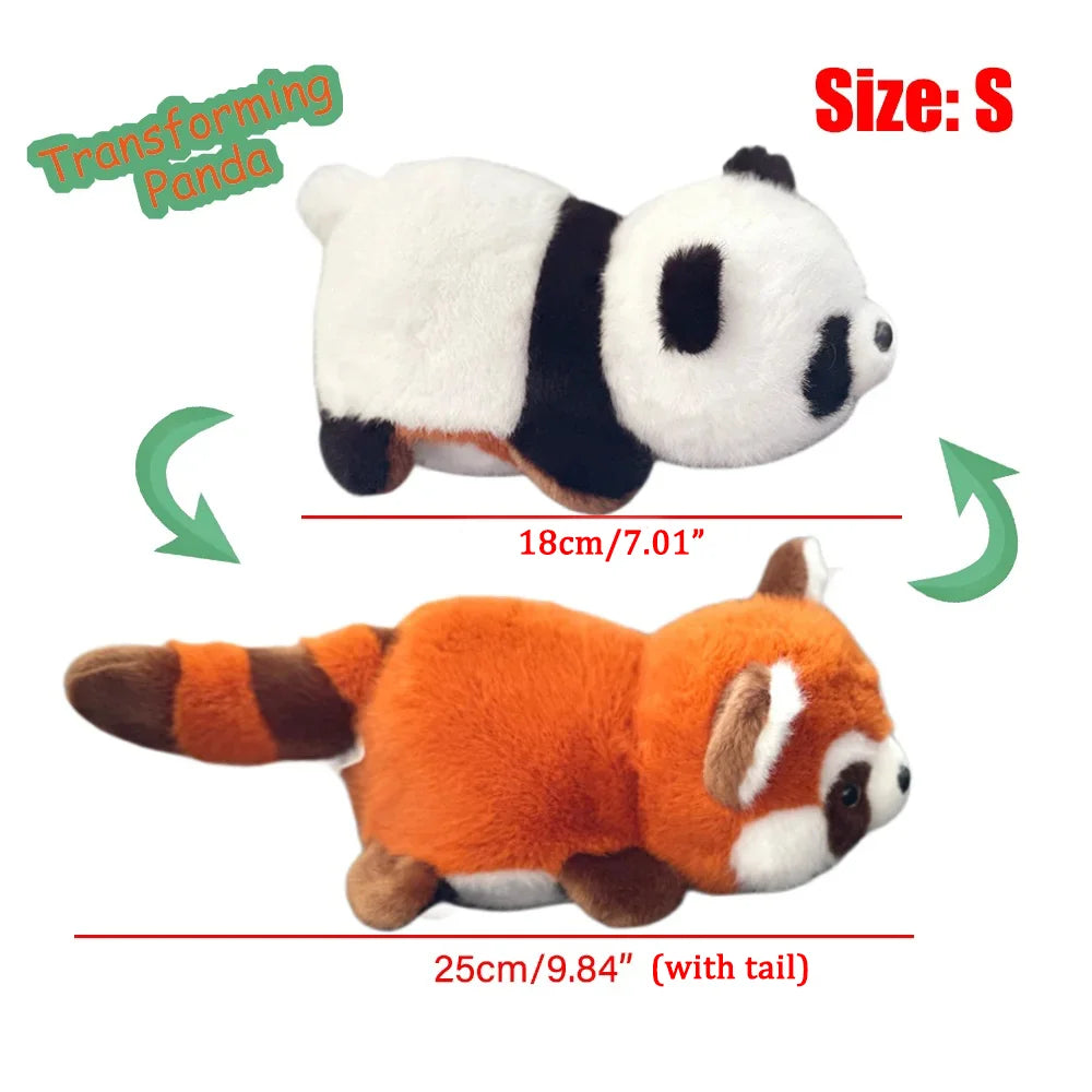 Peluche Reversible Panda & Panda Rouge – Doudou 2-en-1 Double Face
