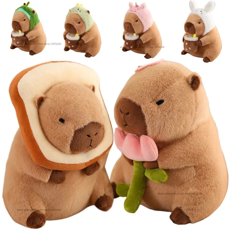 Peluche Capybara Déguisé Kawaii – Doudou Mignon Cosplay Toast, Licorne & Chapeau