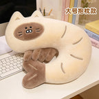 Peluche Chat Incurvée Forme crevette – Coussin de Nuque Moelleux Animaux