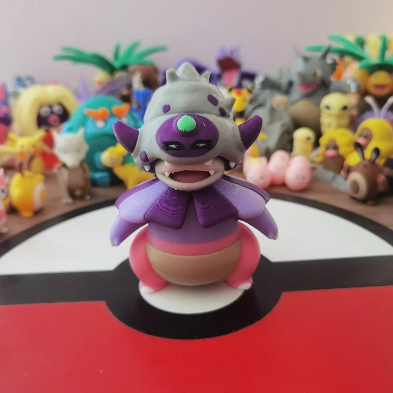 Ensemble de figurines Pokémon de la famille Ramoloss, Flagadoss et Roigada (versions classiques et de Galar).