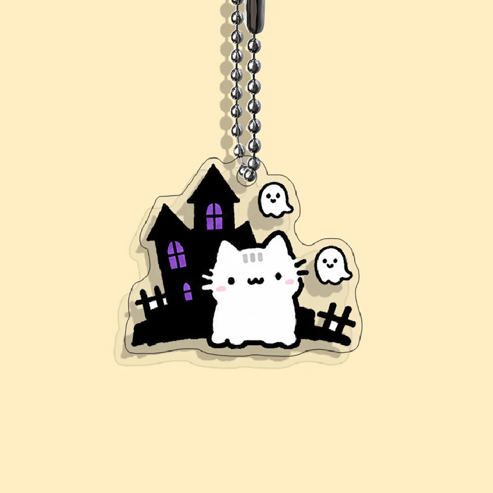 Lot Porte-Clés Chats Halloween – Pendentifs Citrouille, Fantôme & Sorcière Kawaii