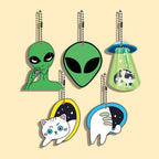 Lot Porte-Clés Alien & Soucoupe Volante – Pendentifs Extraterrestre & UFO Kawaii