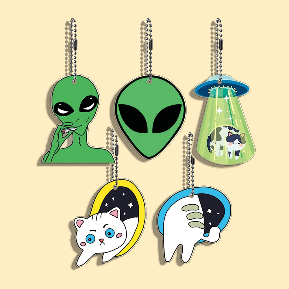 Lot Porte-Clés Alien & Soucoupe Volante – Pendentifs Extraterrestre & UFO Kawaii