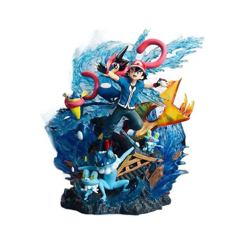 Statue Figurine Pokémon Sacha & Amphinobi - Effet Shuriken d'Eau