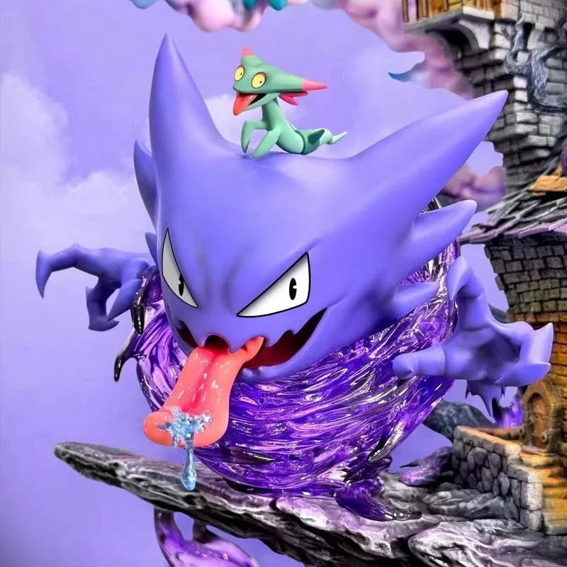 Statue Figurine Pokémon Maison Hantée - Ectoplasma, Mimiqui & Ambiance Halloween (32cm)