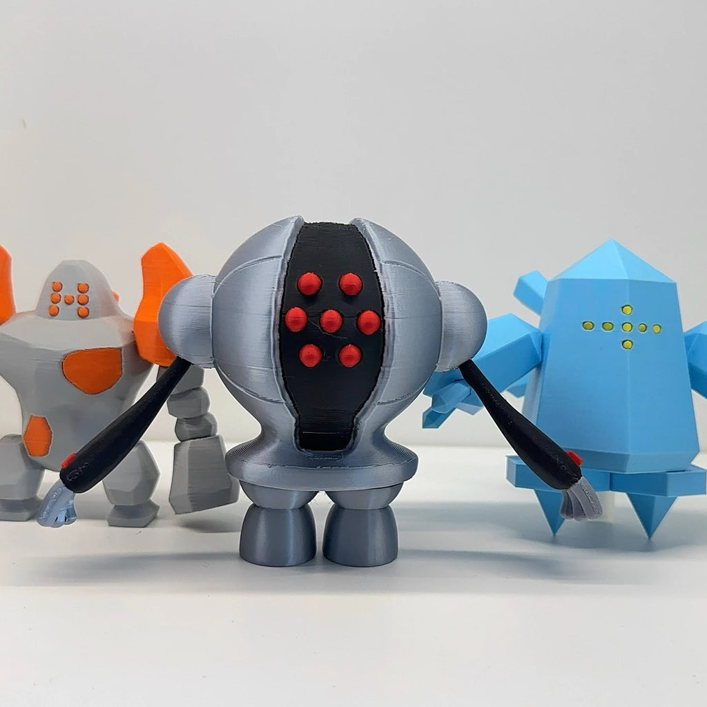 Ensemble de figurines représentant le titan Regigigas entouré des autres Golems légendaires à l'échelle 1/20.