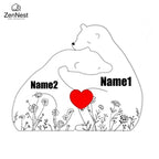 Statuette Ours Famille en Bois Personnalisée – Puzzle Décoratif Gravé Prénoms