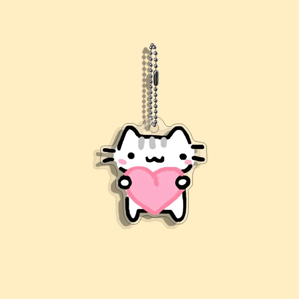 Lot Porte-Clés Chats Mèmes Internet – Pendentifs Illustration Chat Mignon & Drôle