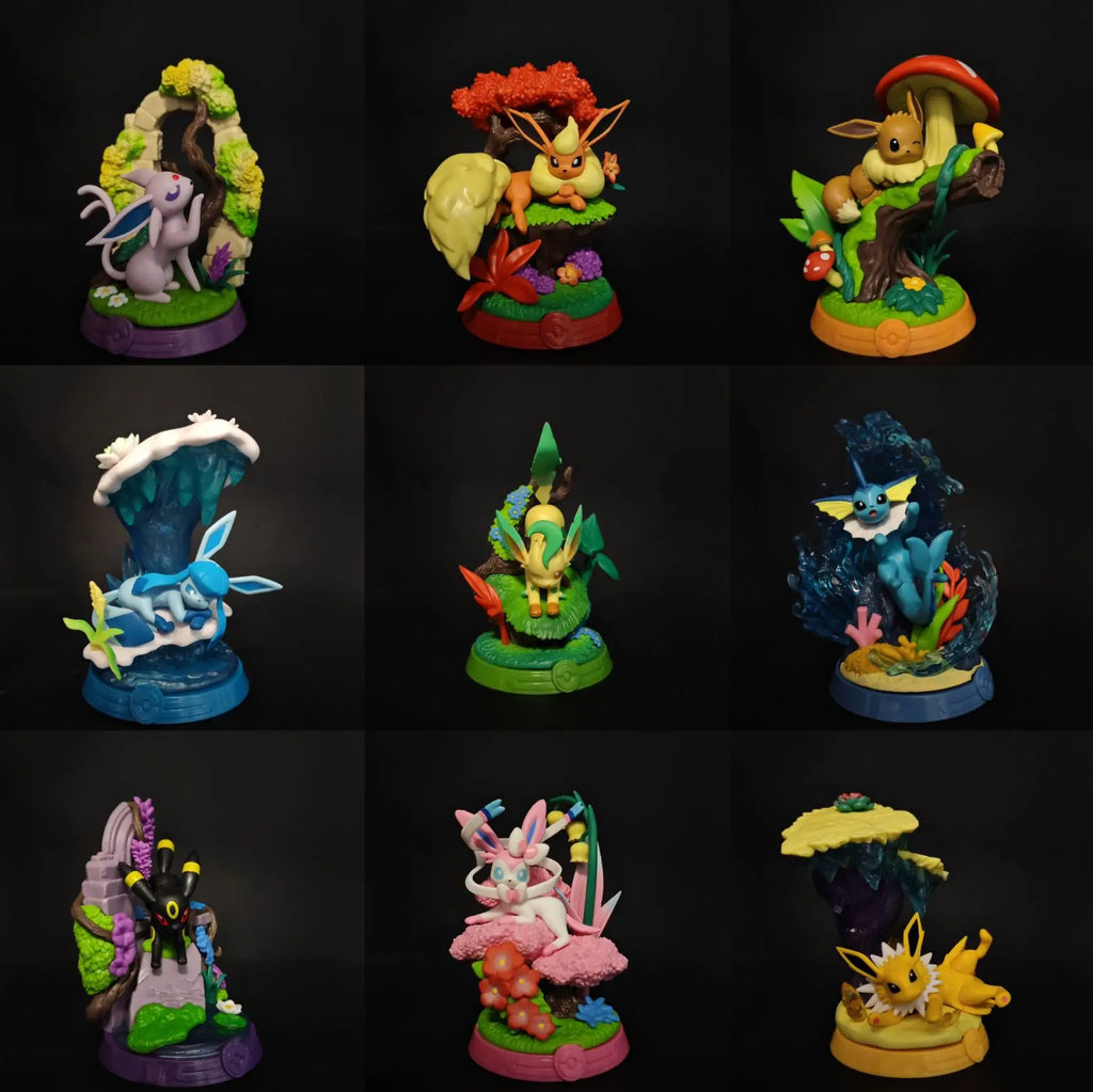 Set Figurines Pokémon Évolutions Évoli - Nymphali, Noctali, Aquali & Famille (9pcs)