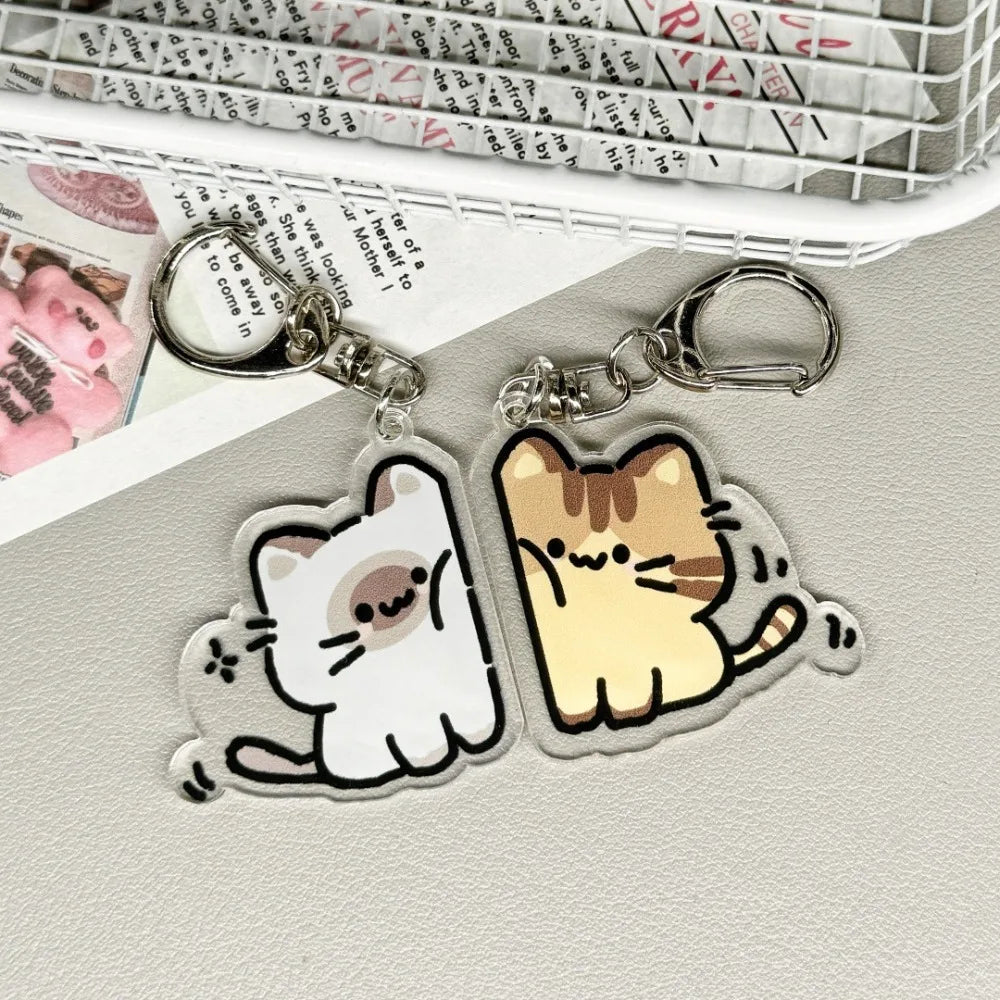 Duo Porte-Clés Chats Acrylique Cœur – Pendentifs Complémentaires Best Friends