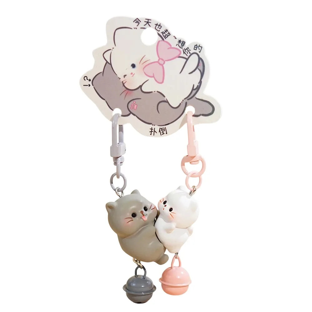 Duo Porte-Clés Chats Gourmands – Pendentif Sac Bubble Tea & Glace