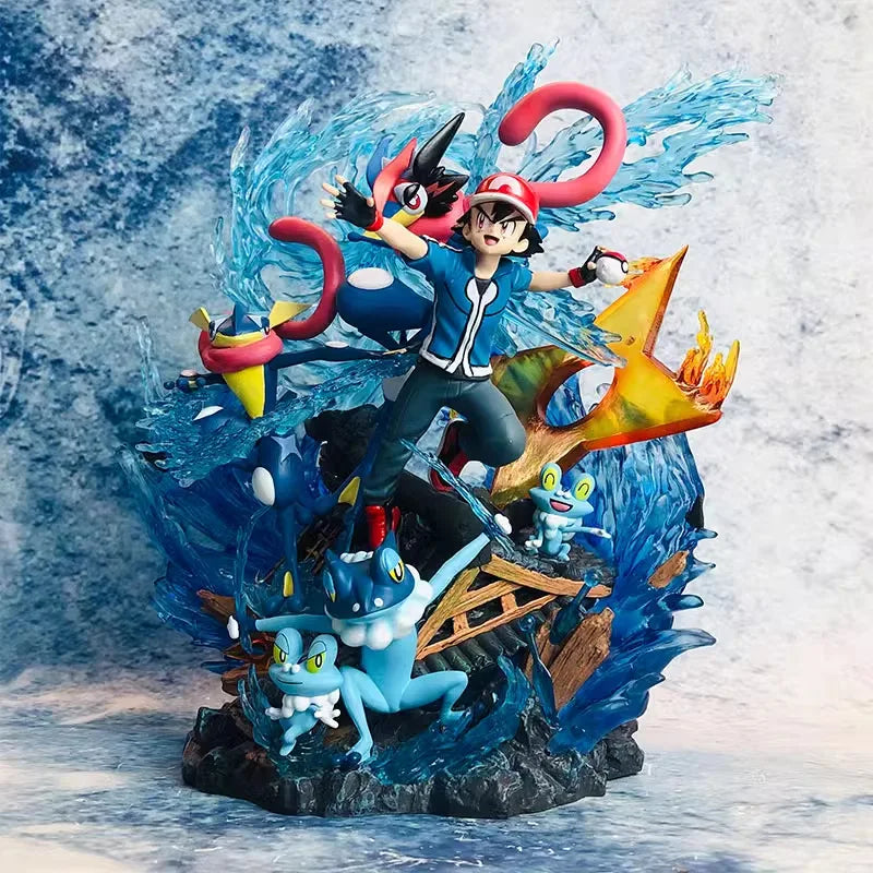 Statue Figurine Pokémon Sacha & Amphinobi - Effet Shuriken d'Eau