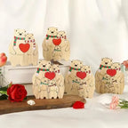 Statuette Ours Noël en Bois Personnalisée – Puzzle Décoratif Écharpe & Cœur Gravé
